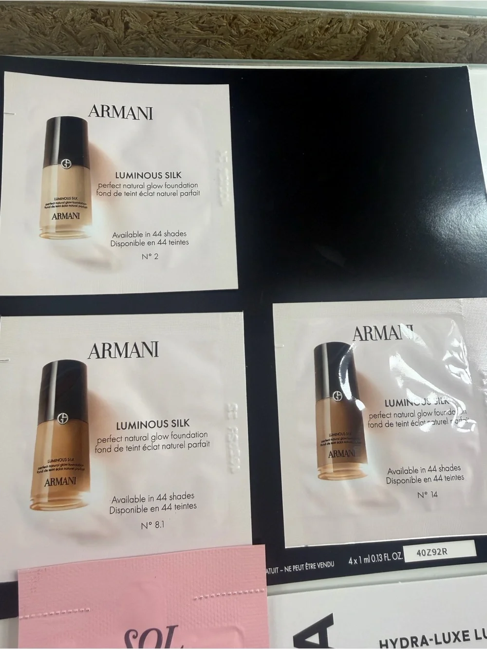 Giorgio Armani Foundation Shade Samples in Beige and Brown Tones